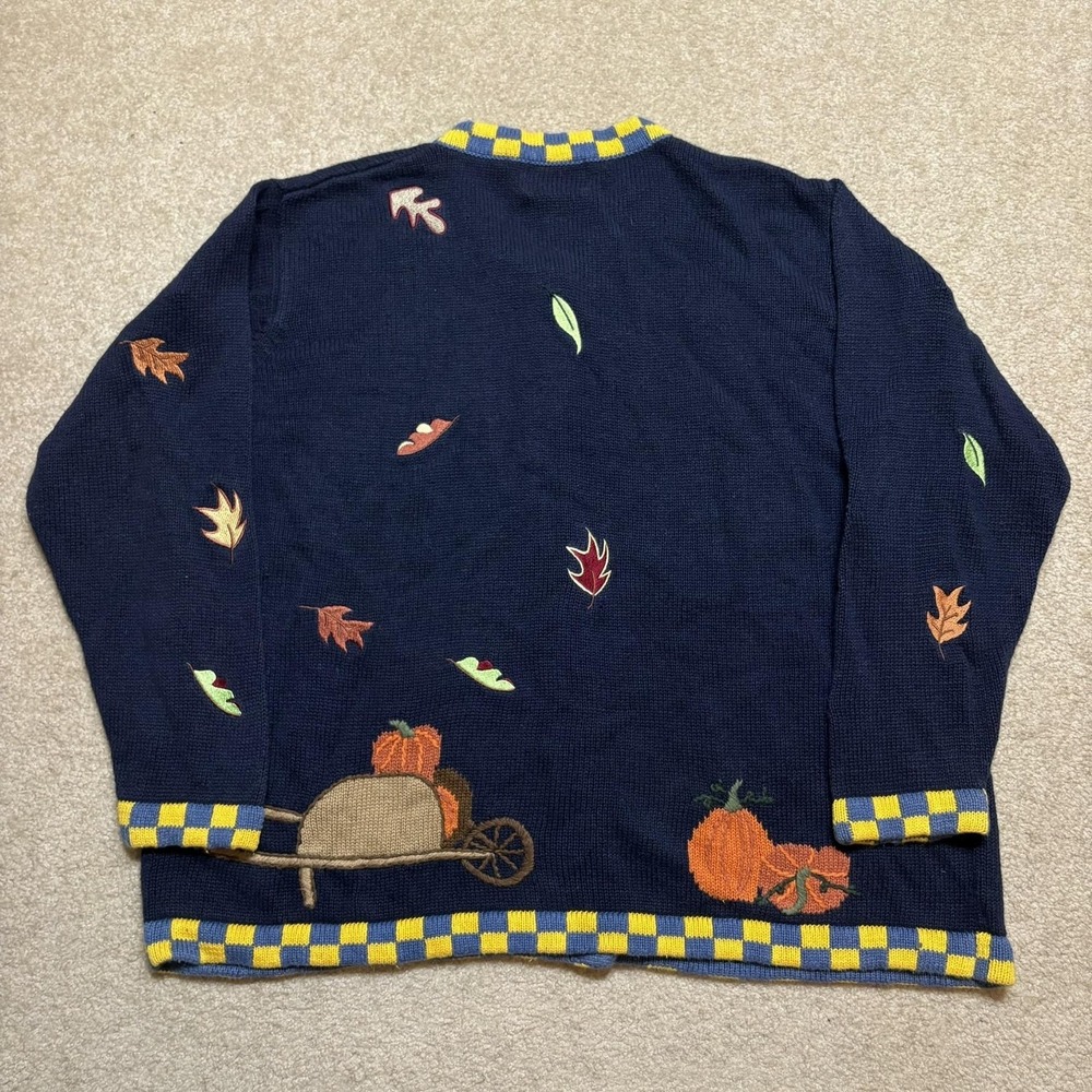 Vtg Quacker Factory Cardigan Sweater Womens 1X Autumn Fall Halloween Novelty 90s - Picture 2 of 10